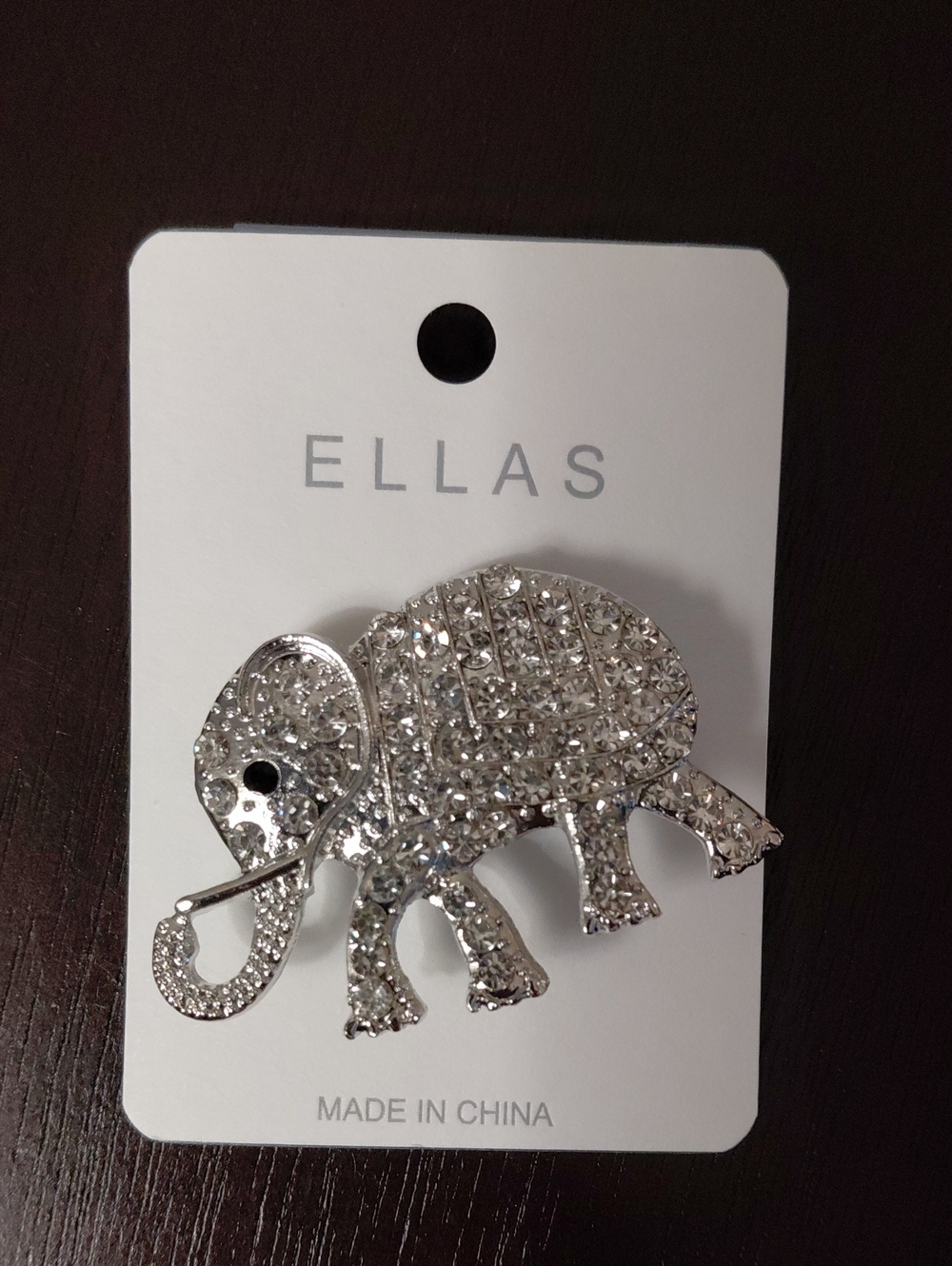 Ella Silver Faux Diamondl Elephant Brooch. NWT